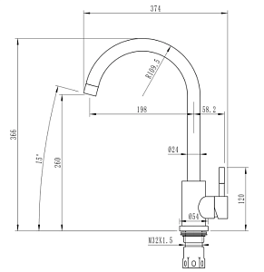 Смеситель для кухни 35k MIXLINE MLSS-0303 купить в интернет-магазине сантехники Sanbest