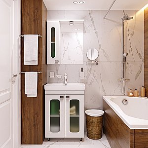 Тумба с раковиной Misty Урал - 60 Э-Ура-01060-021Н белая для ванной в интернет-магазине Sanbest