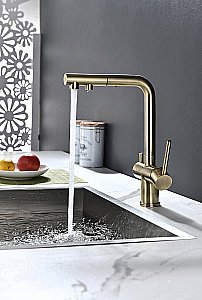 Смеситель для кухни Paulmark Serpentine Se213222-BR бронза купить в интернет-магазине сантехники Sanbest