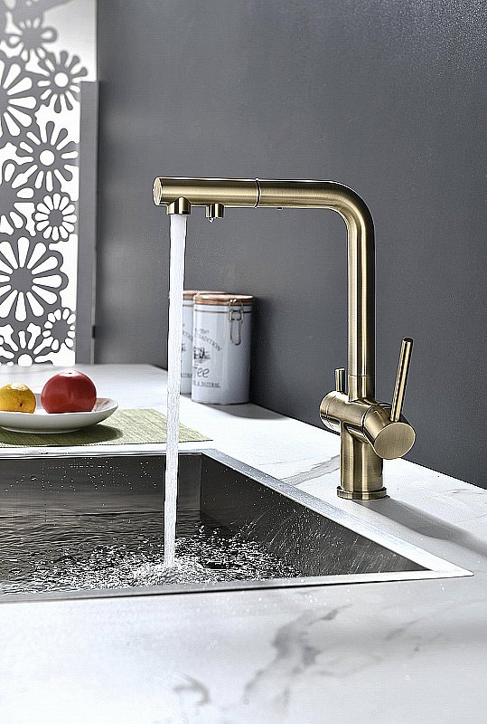Смеситель для кухни Paulmark Serpentine Se213222-BR бронза купить в интернет-магазине сантехники Sanbest