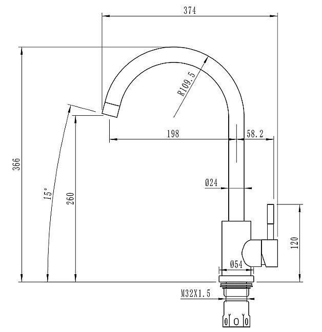 Смеситель для кухни 35k MIXLINE MLSS-0303 купить в интернет-магазине сантехники Sanbest