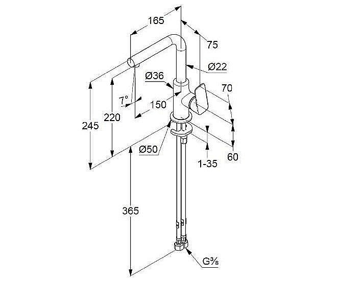 Смеситель для раковины Kludi Pure&Style 400240575 купить в интернет-магазине сантехники Sanbest