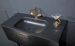 Тумба с раковиной Armadi Art Vallessi Avantgarde Linea 100 черный с золотом для ванной в интернет-магазине Sanbest