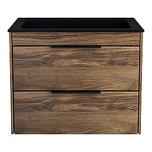 Тумба с раковиной Vincea Chiara 2D 60 VMC-2C2600CO/VCB-13600B тёмный дуб/раковина черная для ванной в интернет-магазине Sanbest