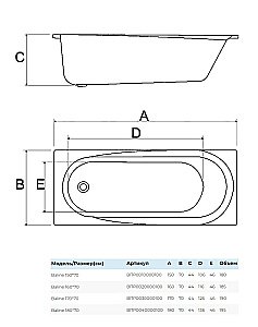 Ванна Alba Spa Baline ВПР0020000100 160х70 белая купить в интернет-магазине Sanbest