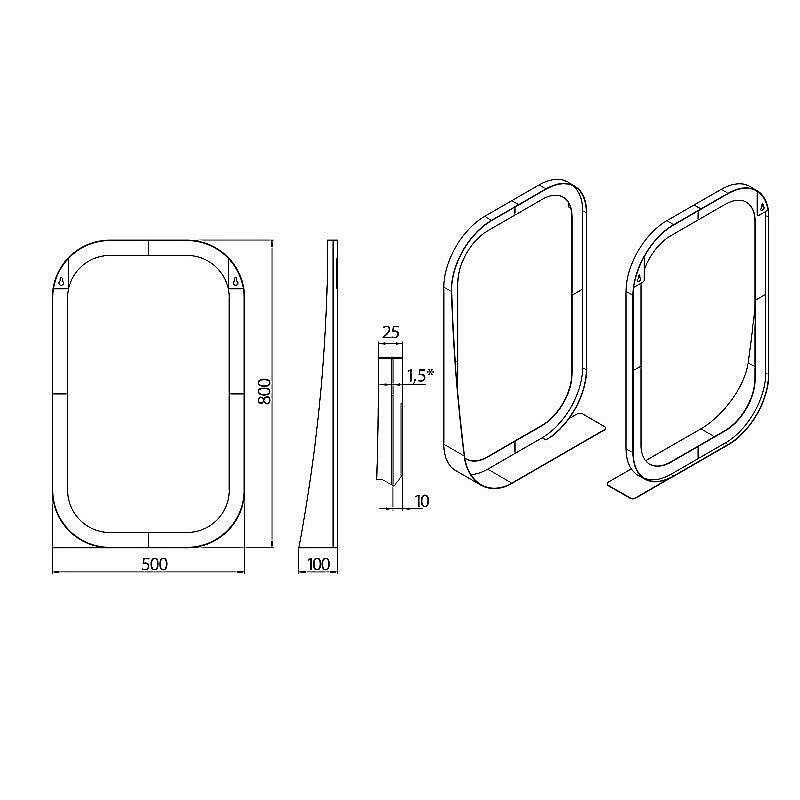 Зеркало с полкой Grossman Неро-50 205003 черное матовое в ванную от интернет-магазине сантехники Sanbest