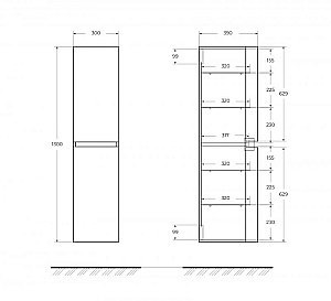 Пенал подвесной Cezares VAGUE 44323 30 Antacite для ванной в интернет-магазине сантехники Sanbest