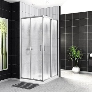 Душевой уголок BelBagno UNO-195-A-2-100-CH-CR 100х100 стекло шиншилла/профиль хром купить в интернет-магазине Sanbest