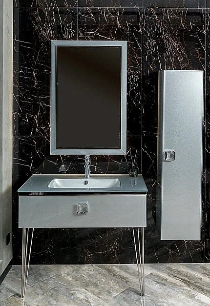 Консоль с раковиной Armadi Art LUCIDO 100 серебро для ванной в интернет-магазине сантехники Sanbest