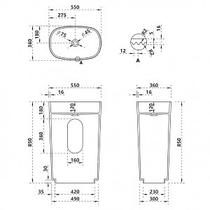 Раковина ABBER Stein AS2502-H белая матовая купить в интернет-магазине Sanbest