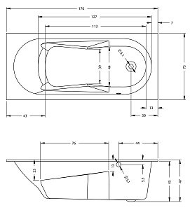 Ванна акриловая Riho Lazy 170x75 купить в интернет-магазине Sanbest