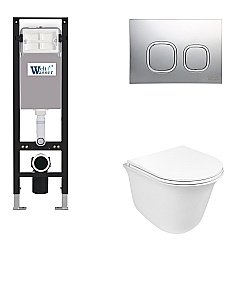 Унитаз с инсталляцией WeltWasser AMBERG 350 + TELBACH 004 GL-WT + AMBERG RD-CR белый/кнопка хром купить в интернет-магазине Sanbest