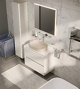 Тумба с раковиной Allen Brau Activity 80 1.34004.WM белая матовая/черный брашированный для ванной в интернет-магазине Sanbest