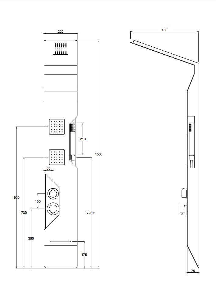 Душевая панель Taliente TA-G-A05B/Bb+s черная купить в интернет-магазине сантехники Sanbest