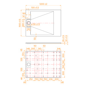 Душевой поддон прямоугольный RGW TUS-W 90x120 купить в интернет-магазине Sanbest