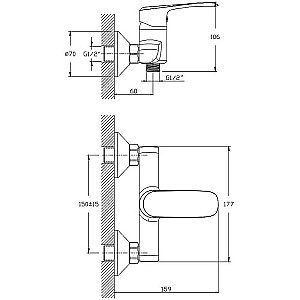 Смеситель для душа Koller Pool Aqua AQ0400 купить в интернет-магазине сантехники Sanbest