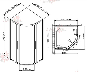 Душевой уголок AvaCan HB 120 120х120 профиль черный/стекло тонированное с рисунком купить в интернет-магазине Sanbest