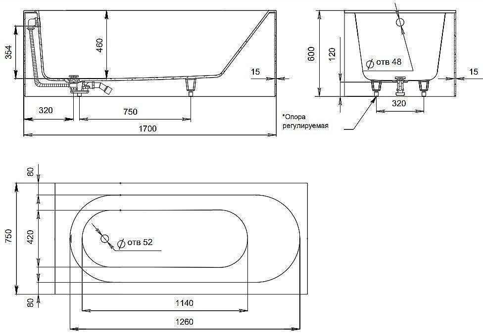 Ванна Salini FABIA S-Sense 170x75 102611M белая матовая купить в интернет-магазине Sanbest