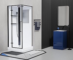 Душевая кабина Esbano ESM-QUADRO-90 стекло прозрачное/профиль черный купить в интернет-магазине Sanbest