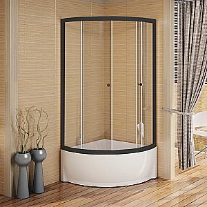 Душевой уголок Радомир Соул 1 90х90 высокий поддон, стекло прозрачное/профиль черный купить в интернет-магазине Sanbest
