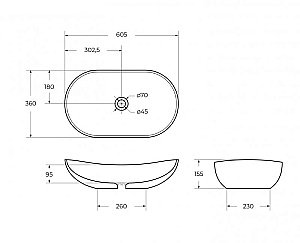 Раковина накладная BelBagno 60,5 BB1404-H311 серая матовая купить в интернет-магазине Sanbest