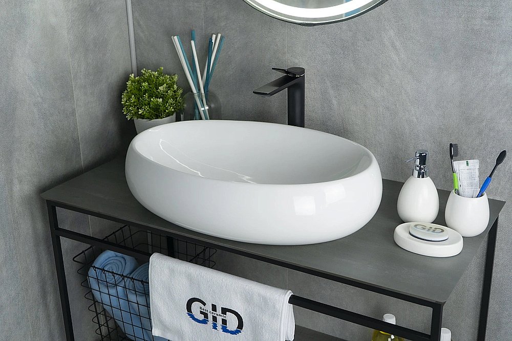 Раковина накладная Gid Lago 60 N9030a 51114 белая купить в интернет-магазине Sanbest