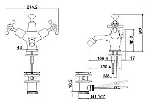Смеситель для биде Burlington CL13-QT хром/ручки белые купить в интернет-магазине сантехники Sanbest
