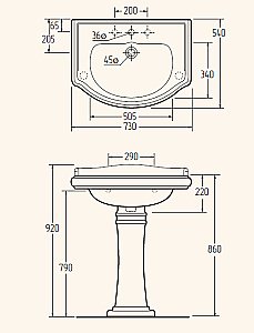Раковина на пьедестале Migliore Bella 73 ML.BLL-25.073.BI/ML.BLL-25.107.BI белая купить в интернет-магазине Sanbest