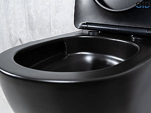 Унитаз подвесной Gid Tr2122TF-Bm черный матовый, безободковый, с крышкой микролифт, слив торнадо купить в интернет-магазине Sanbest