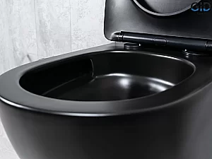 Унитаз подвесной Gid Tr2122TF-Bm черный матовый, безободковый, с крышкой микролифт, слив торнадо купить в интернет-магазине Sanbest