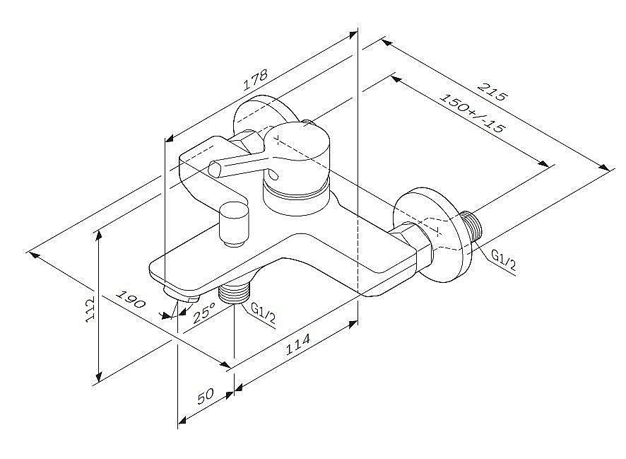 Смеситель для ванны AM.PM X-Joy F85B10000 купить в интернет-магазине сантехники Sanbest
