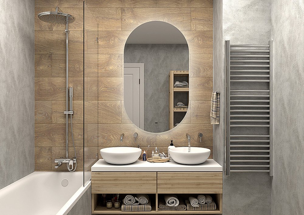 Зеркало с LED-подсветкой Misty ТИТАВИН 70x120 ореол в ванную от интернет-магазине сантехники Sanbest