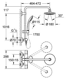 Душевая колонна GROHE Euphoria 27296 001 купить в интернет-магазине сантехники Sanbest