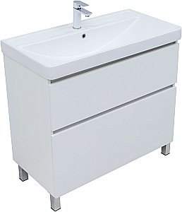 Тумба с раковиной Aquanet Вега 90 344124+323883 белая глянцевая для ванной в интернет-магазине Sanbest