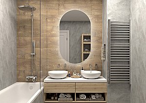 Зеркало с LED-подсветкой Misty ТИТАВИН 70x120 ореол в ванную от интернет-магазине сантехники Sanbest