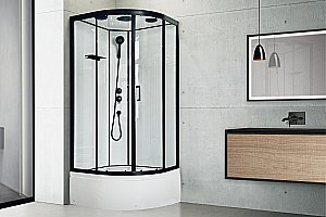 Душевая кабина Royal Bath FATO RB 85CK-T-BL 85 стекло прозрачное/профиль черный купить в интернет-магазине Sanbest