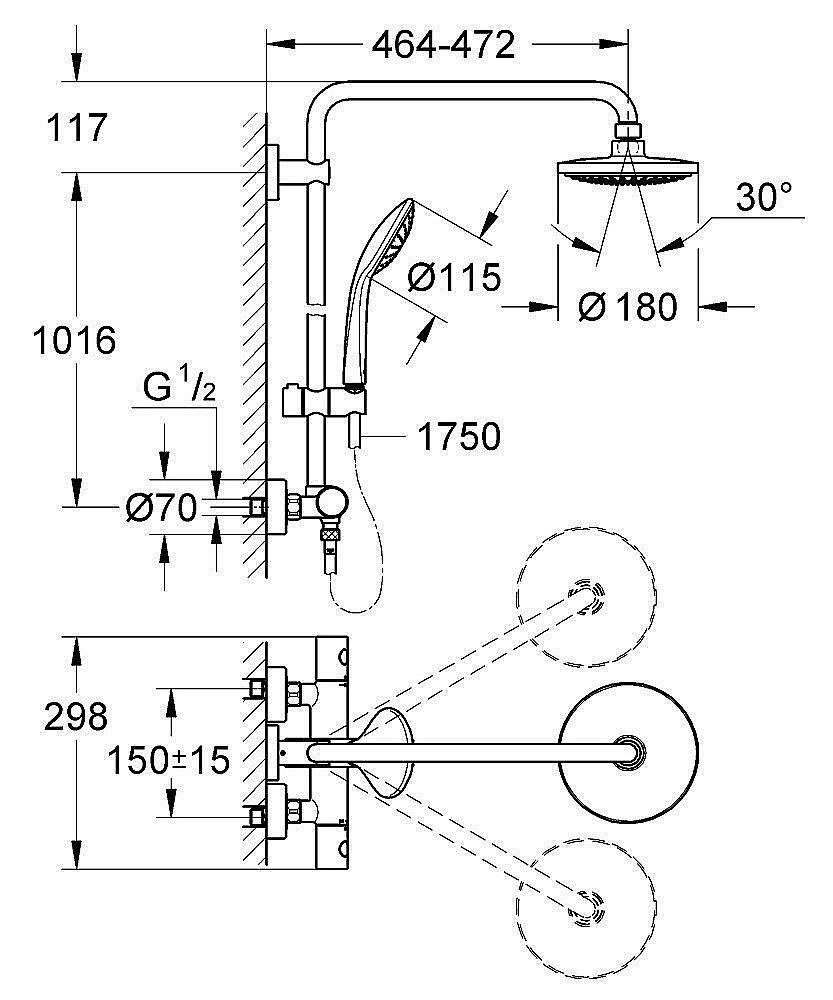 Душевая система GROHE Euphoria 27296 001 купить в интернет-магазине сантехники Sanbest