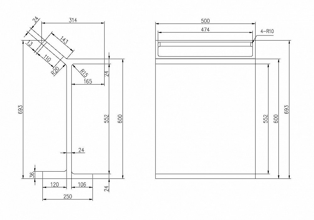 Столик для ванной комнаты Abber STEIN AS1637MB черный матовый купить в интернет-магазине сантехники Sanbest