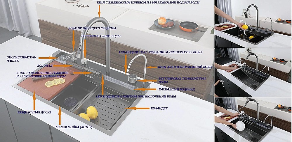 Кухонная мойка CeruttiSpa Gloria II 75 10356 серая купить в интернет-магазине сантехники Sanbest