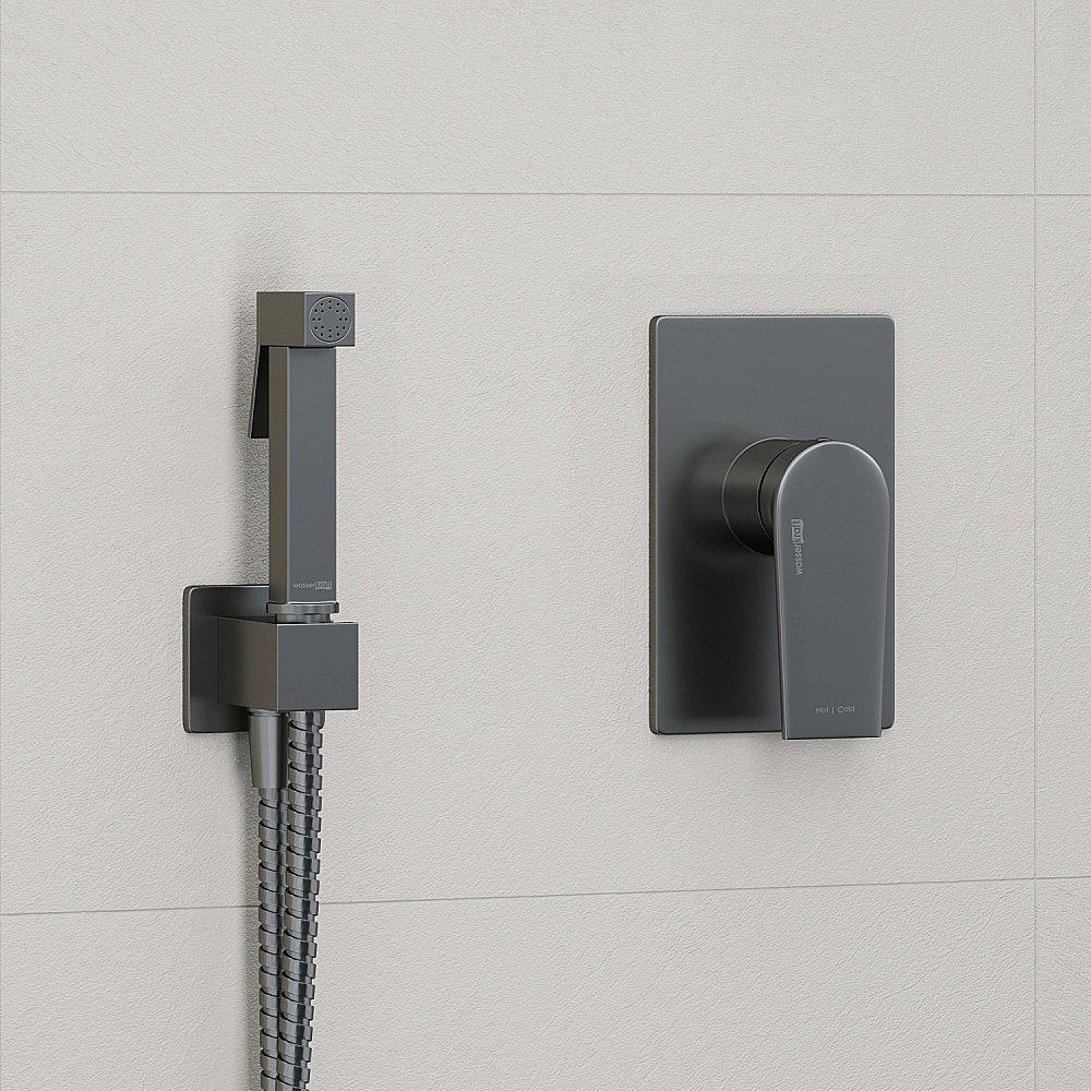 Гигиенический душ WasserKRAFT Wiese 8400 A8451.186.239.215 оружейная сталь купить в интернет-магазине сантехники Sanbest