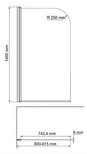 Шторка для ванной WasserKRAFT Leine 35P01 80x140 купить в интернет-магазине Sanbest