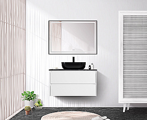 Тумба с раковиной и столешницей BelBagno KRAFT 100 KRAFT100BO-KEPMNO-1302H301-SET белая матовая для ванной в интернет-магазине Sanbest