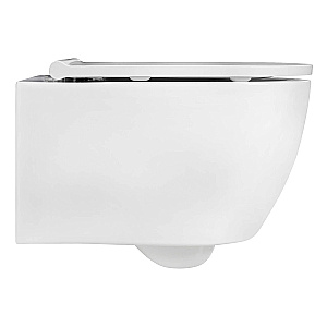 Унитаз подвесной Aquatek ПОЛАРИС AQ0700-00+INS-0000012+KDI-0000033+KKI-0000002 белый, безободковый, с крышкой микролифт, с инсталляцией и кнопкой оружейная сталь матовая купить в интернет-магазине Sanbest