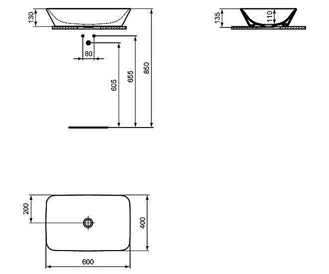 Раковина накладная Ideal Standard Connect Air 60 E034801 белая купить в интернет-магазине Sanbest