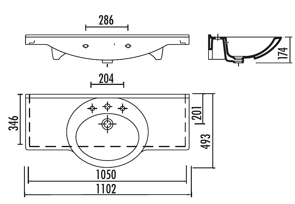 Раковина Creavit Etol 110 ET110.00000 белая купить в интернет-магазине Sanbest