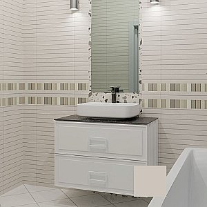 Тумба с раковиной La Fenice Cubo Twin 90 бежевая матовая, столешница черная/ручки белые для ванной в интернет-магазине Sanbest