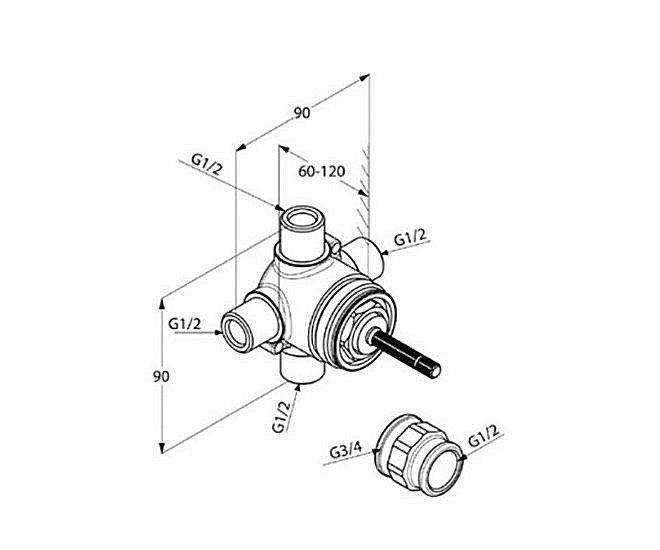 Переключатель Kludi Ambienta 29747 купить в интернет-магазине сантехники Sanbest