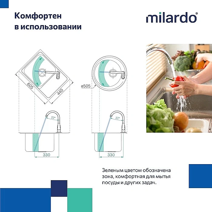 Смеситель для кухни Milardo Meal M01BNJ0M05 купить в интернет-магазине сантехники Sanbest