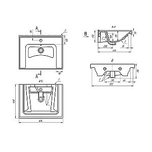 Тумба с  раковиной подвесная Dreja PERFECTO 60  дуб эврика/белый глянец для ванной в интернет-магазине Sanbest