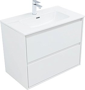 Тумба с раковиной Aquanet Милан 336369/330431 80 белый глянец для ванной в интернет-магазине Sanbest